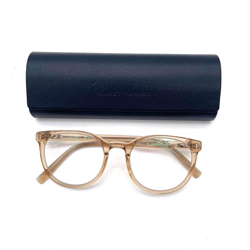 Warby Parker Gillian Eyeglasses Women 52-20-145 Tan Excellent Round Frames Case